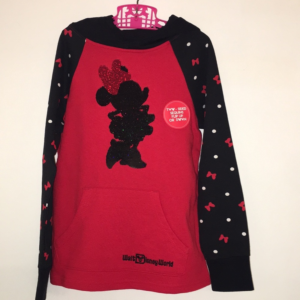 Disney Parks Girls Minnie Mouse Hoodie, Size M